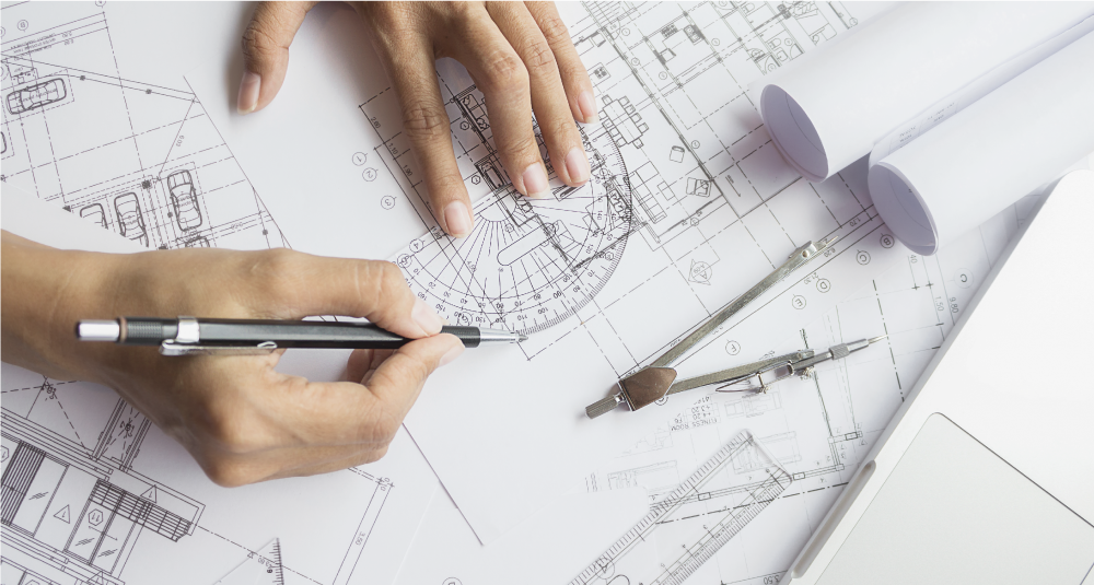 店舗間取りを設計している画像